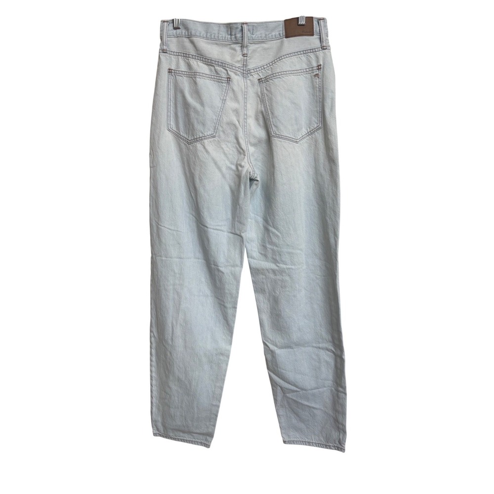 Madewell Baggy Tapered Jeans Light Wash Distressed Ripped Knee High Rise - Picture 3 of 11